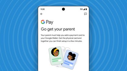 The Google Wallet app with a mode for kids shown on-screen.