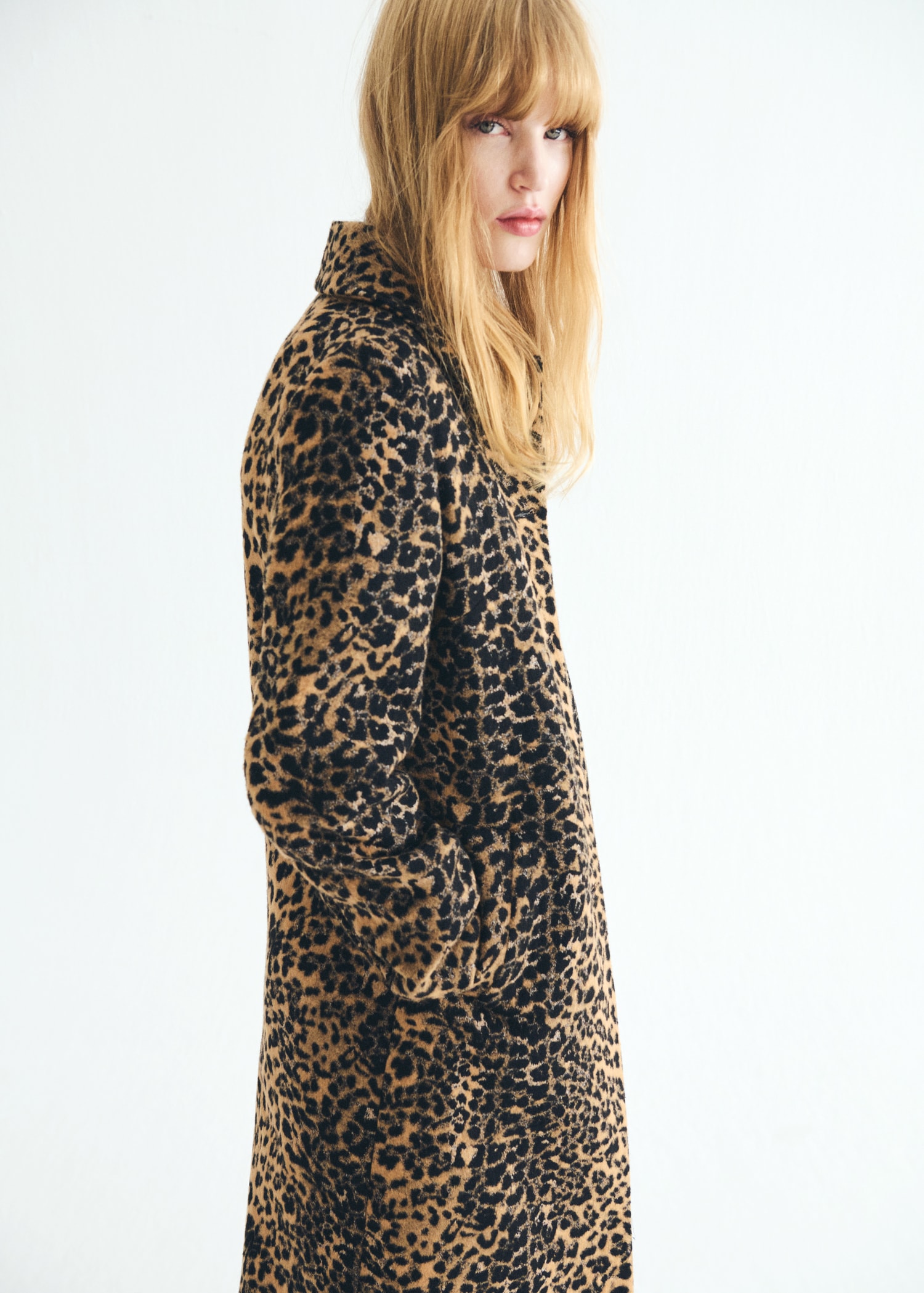 Leopard-Print Long Coat - Women | Mango United Kingdom