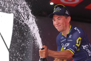 Caleb Ewan (Orica-Scott) celebrates his first win at the Giro d'Italia