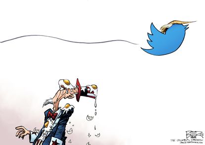 Political cartoon U.S. Donald Trump Twitter rants