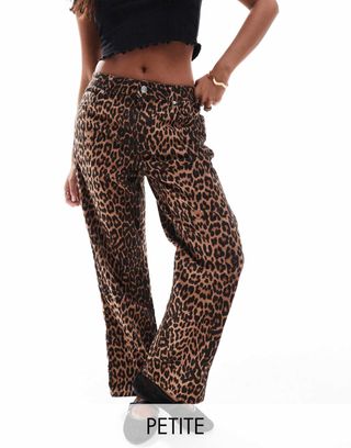 Miss Selfridge Petite Leopard Straight Leg Jean