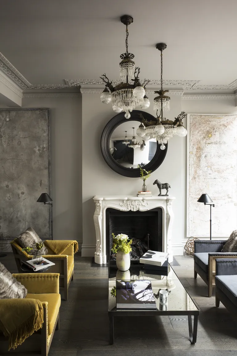 Yellow living room idea with yellow chair in plain room