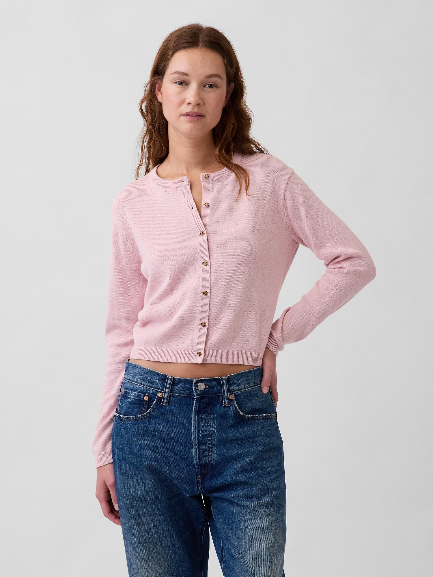 Gap, 100% Cotton Relaxed Crop Cardigan Sweater