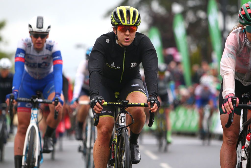 Grace Brown finishes stage 1 at the Ovo Women's Tour