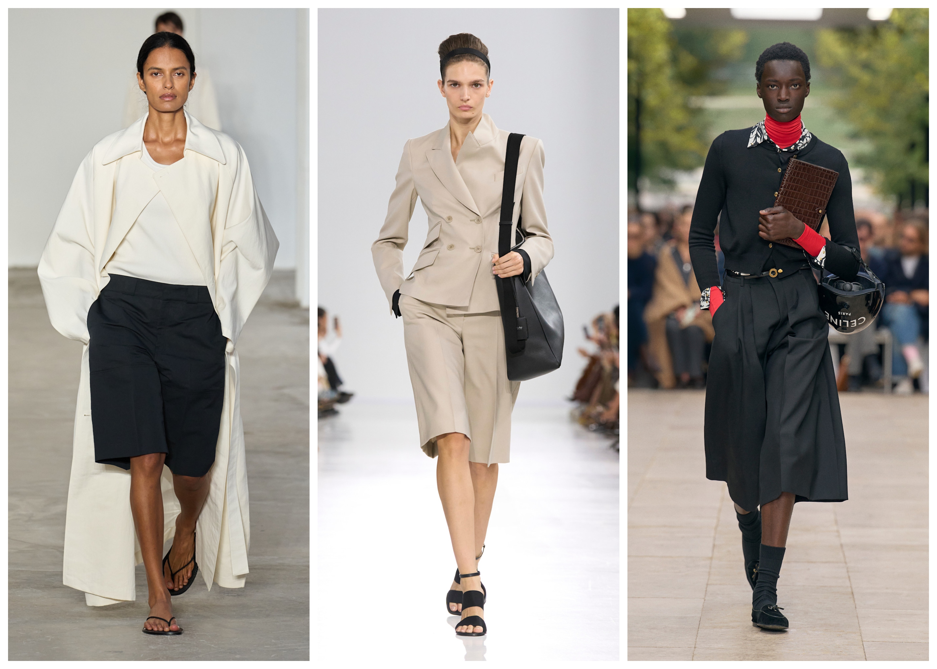 culottes on the spring 2026 runways of Fforme, Max Mara, and Celine