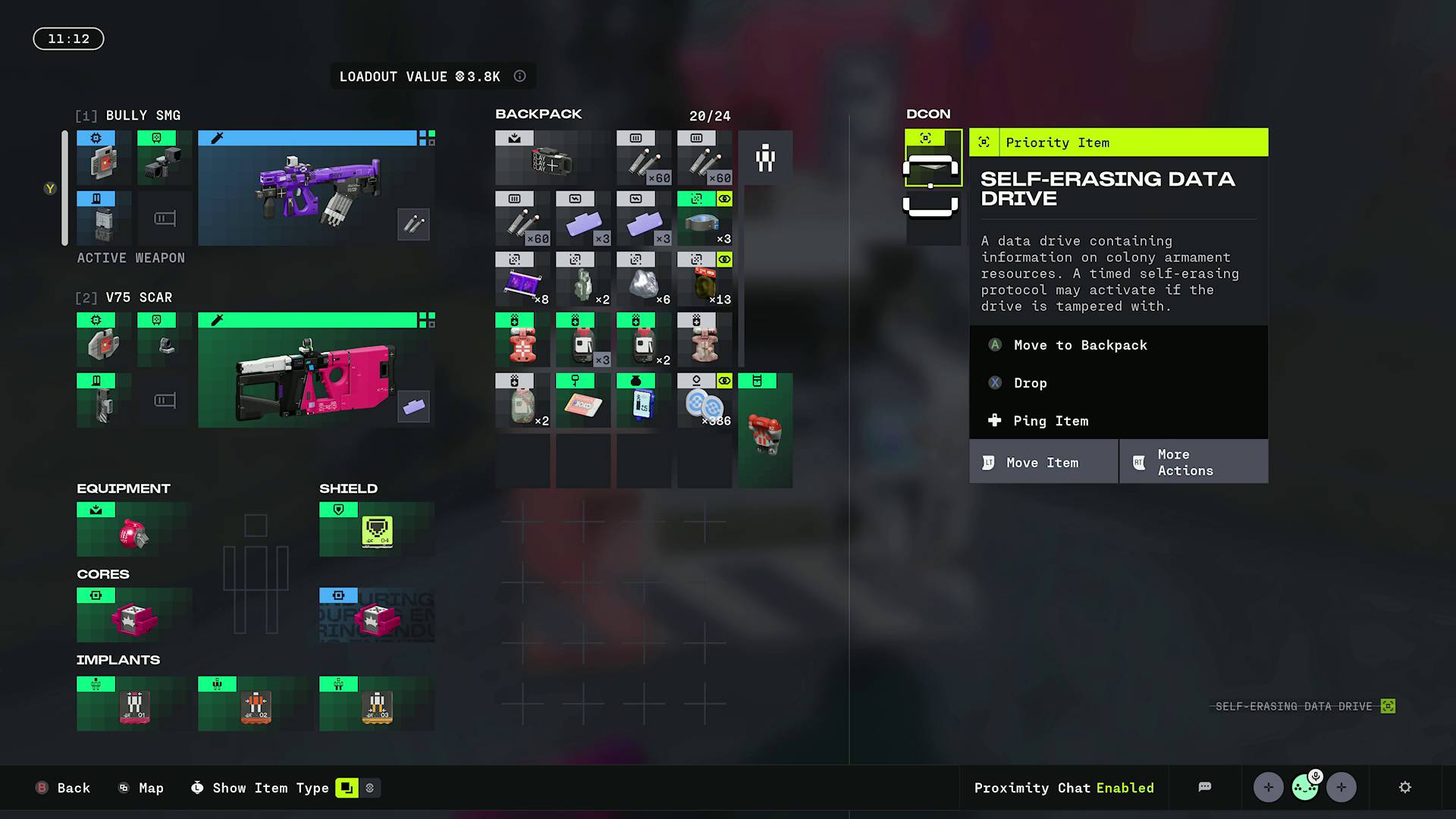 Marathon placing item in DCON inventory menu