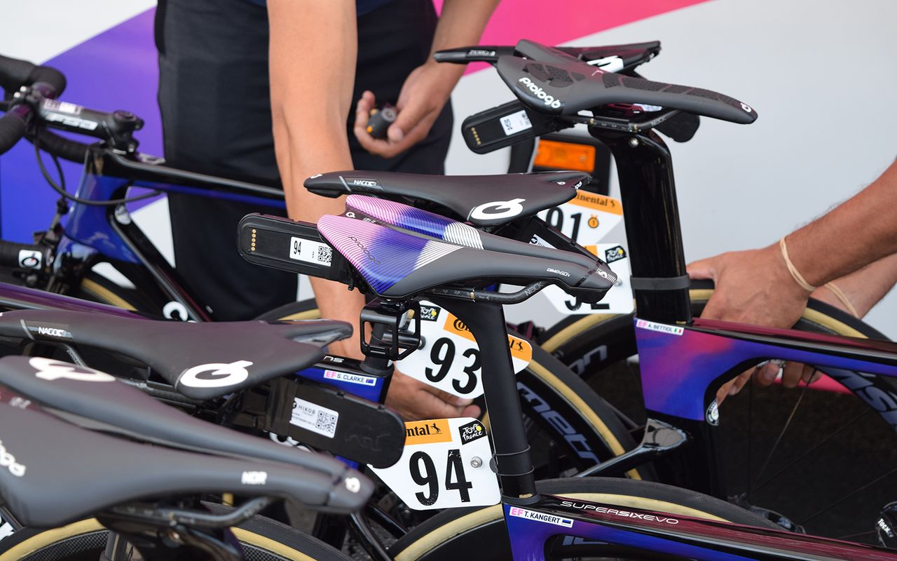 Tanel Kangert was another rider to receive a custom Prologo saddle in his EF Education First team colours