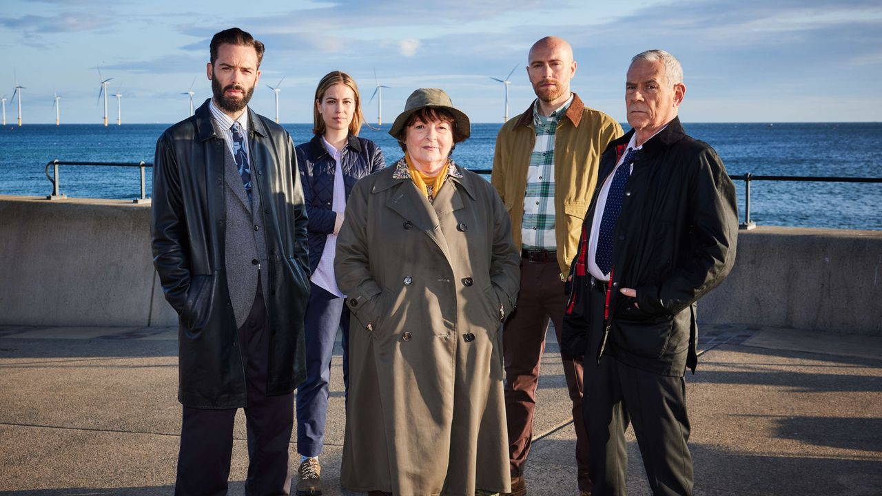  DAVID LEON as DI Joe Ashworth, RHIANNON CLEMENTS as Steph, BRENDA BLETHYN as DCI Vera Stanhope, RILEY JONES as DC Mark Edwards and JON MORRISON as DS Kenny Lockhart in Vera season 13, episode 3 