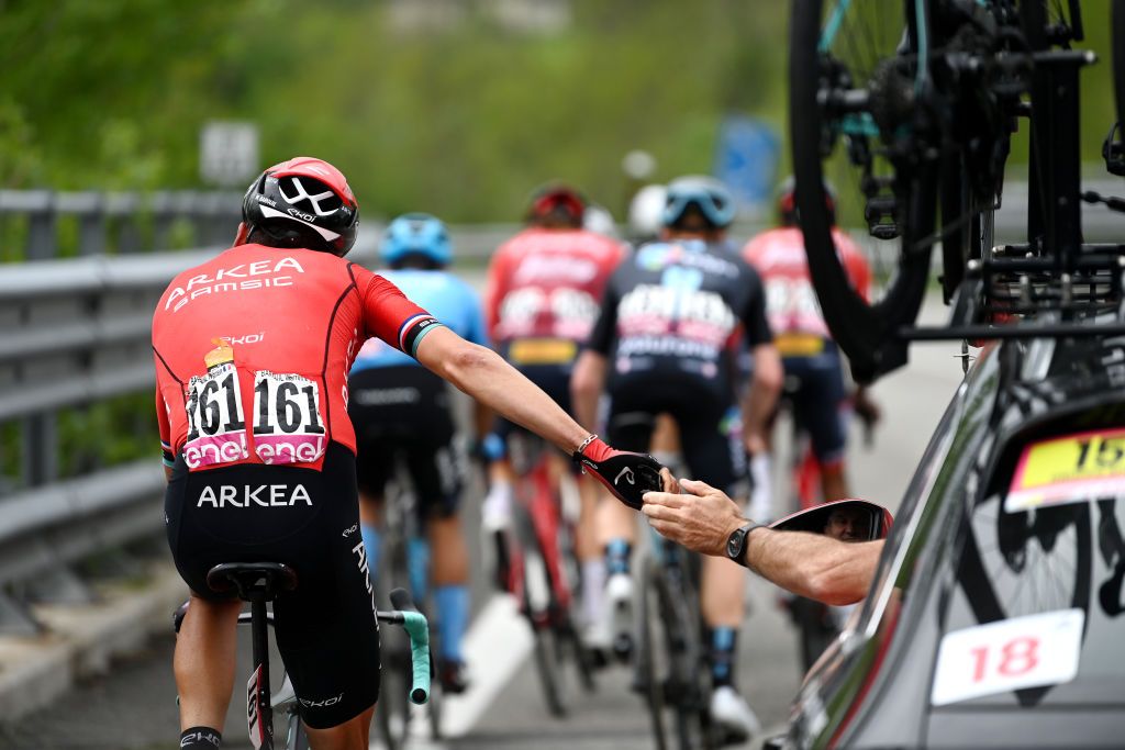 LAGO LACENOBAGNOLI IRPINO ITALY MAY 09 Warren Barguil of France and Team Arka Samsic competes in the breakaway during the 106th Giro dItalia 2023 Stage 4 a 175km stage from Venosa to Lago Laceno 1059m Bagnoli Irpino UCIWT on May 09 2023 in Lago Laceno 1059m Bagnoli Irpino Italy Photo by Tim de WaeleGetty Images