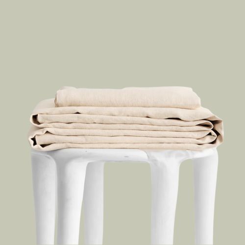 Bed Threads, Cr&amp;egrave;me 100% French Flax Linen Sheet Set