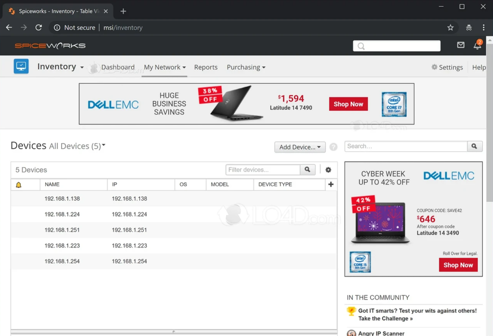 Spiceworks user interface