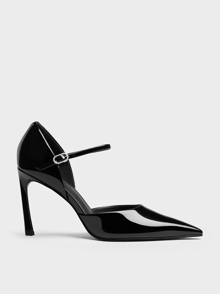 Charles &amp;amp; Keith, Patent Pointed Dorsay Stiletto Pumps
