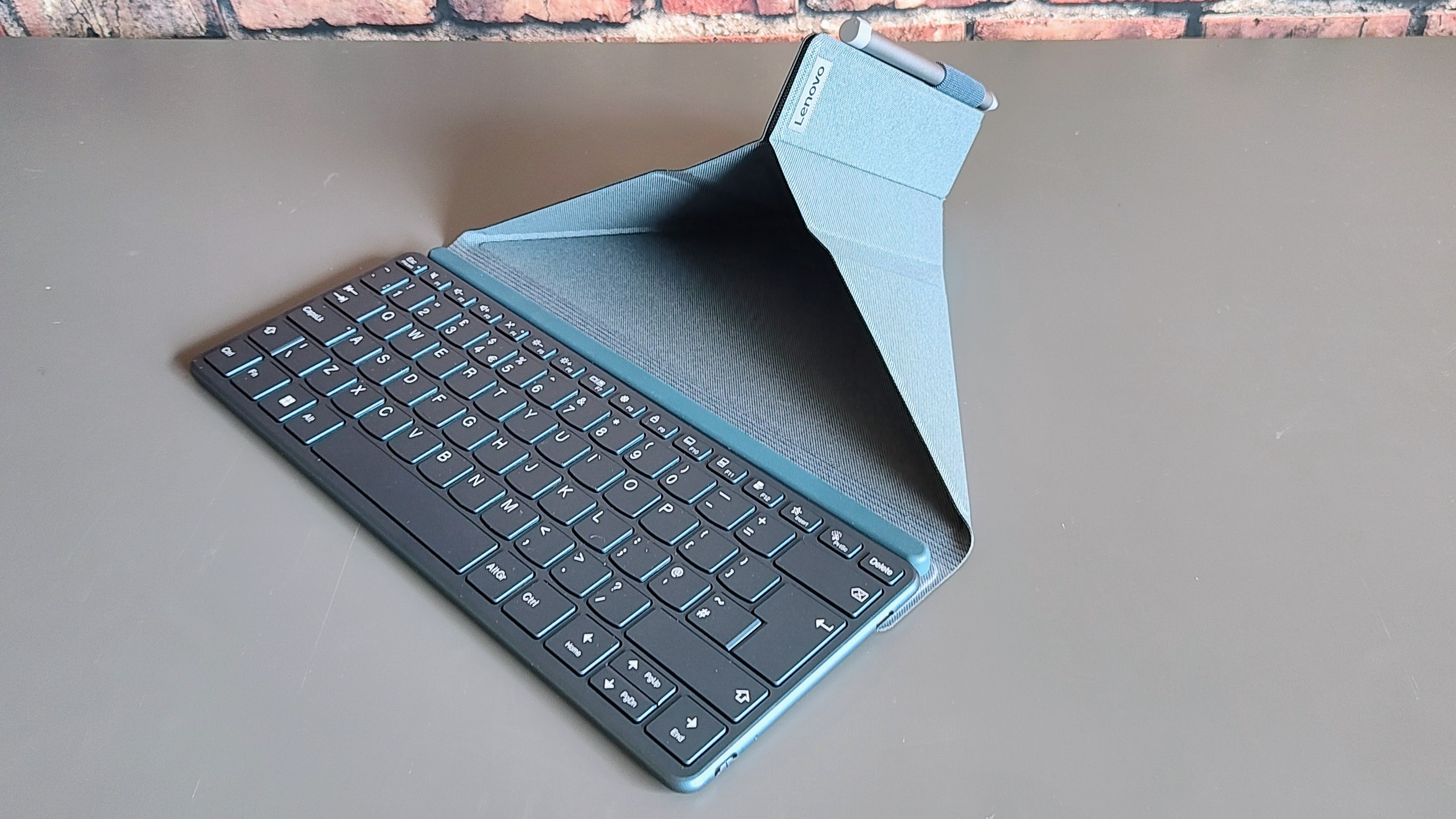 The Lenovo Yoga Book 9i's keyboard stand