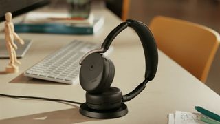 The Jabra Evolve3 headsets in different office environments. 