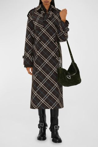 Burberry Snug Check-Print Long Trench Coat