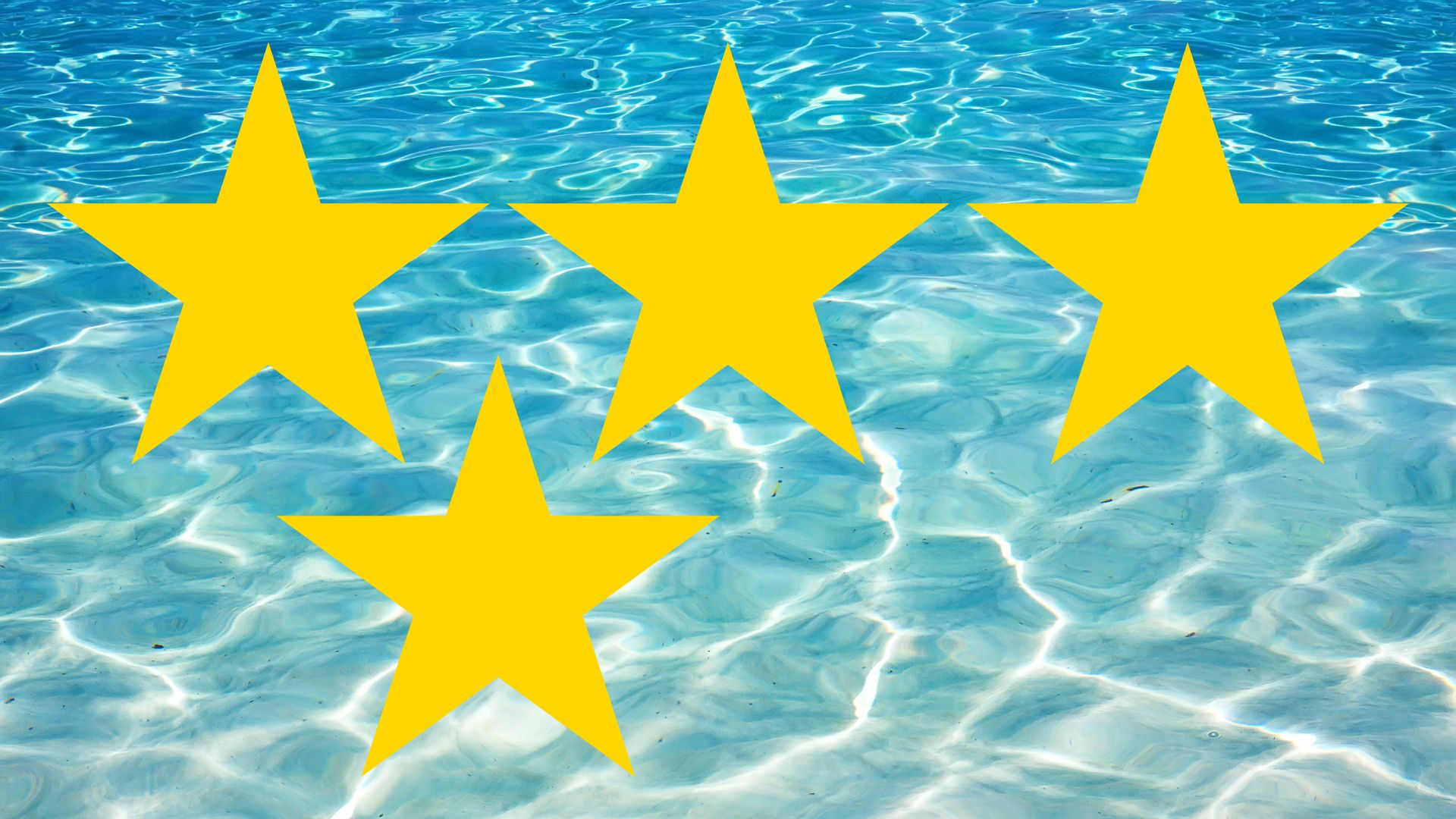 Bose SoundLink flex Gen 2 pool party rating - four yellow stars on a watery background