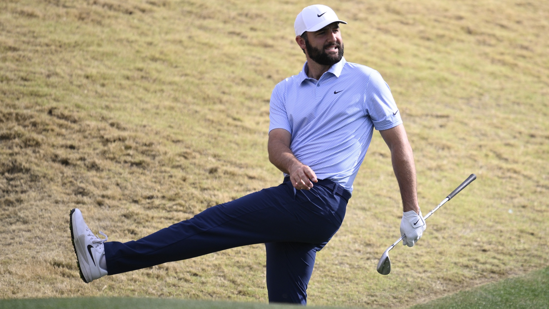 Scottie Scheffler reacting to a shot at a 2026 PGA Tour event