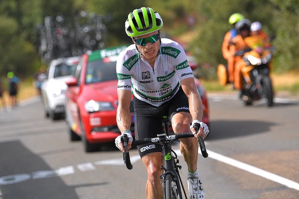 Ben King climbs La Covatilla on the way to his stage 9 win at the Vuelta