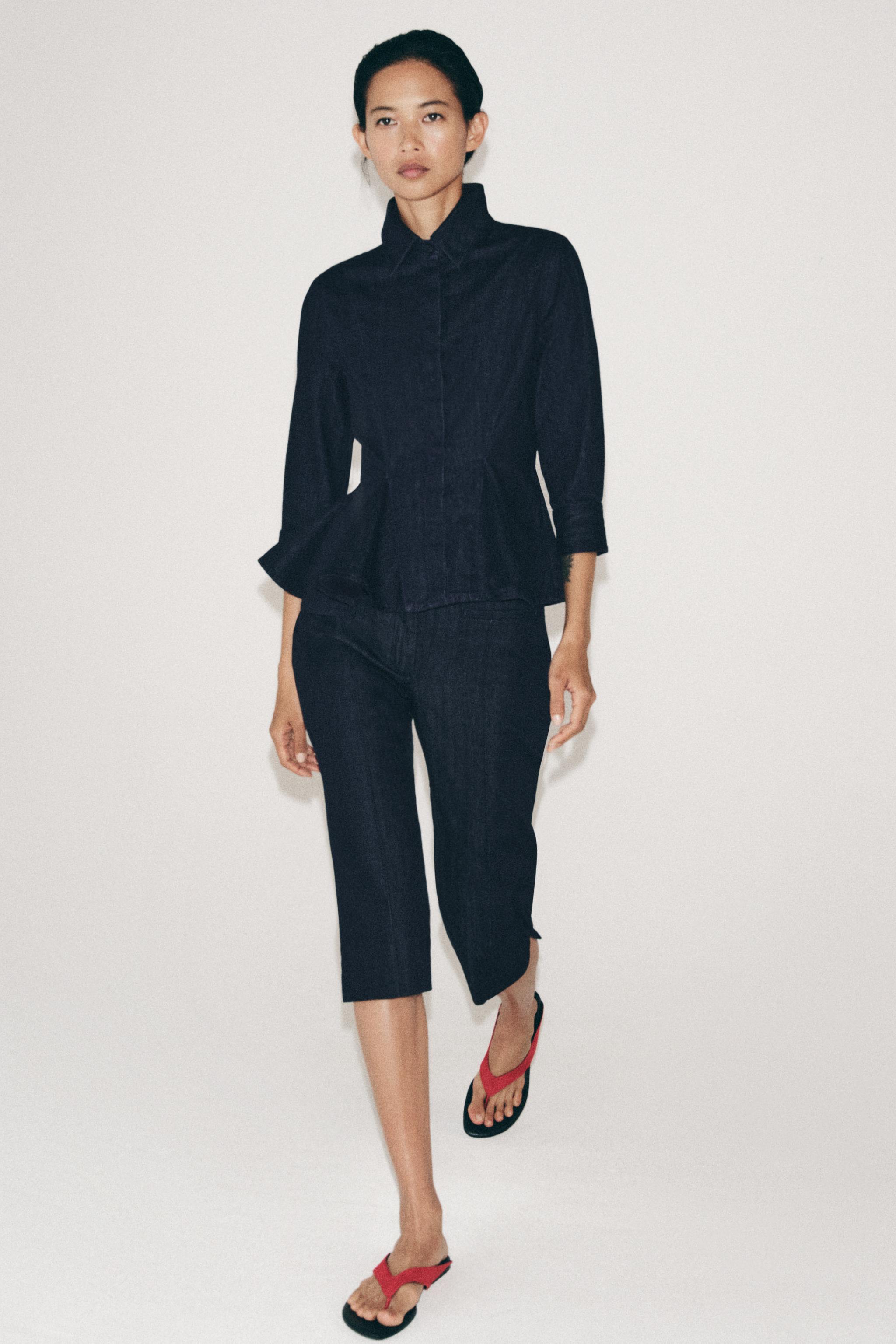 Zw Collection Peplum Denim Shirt