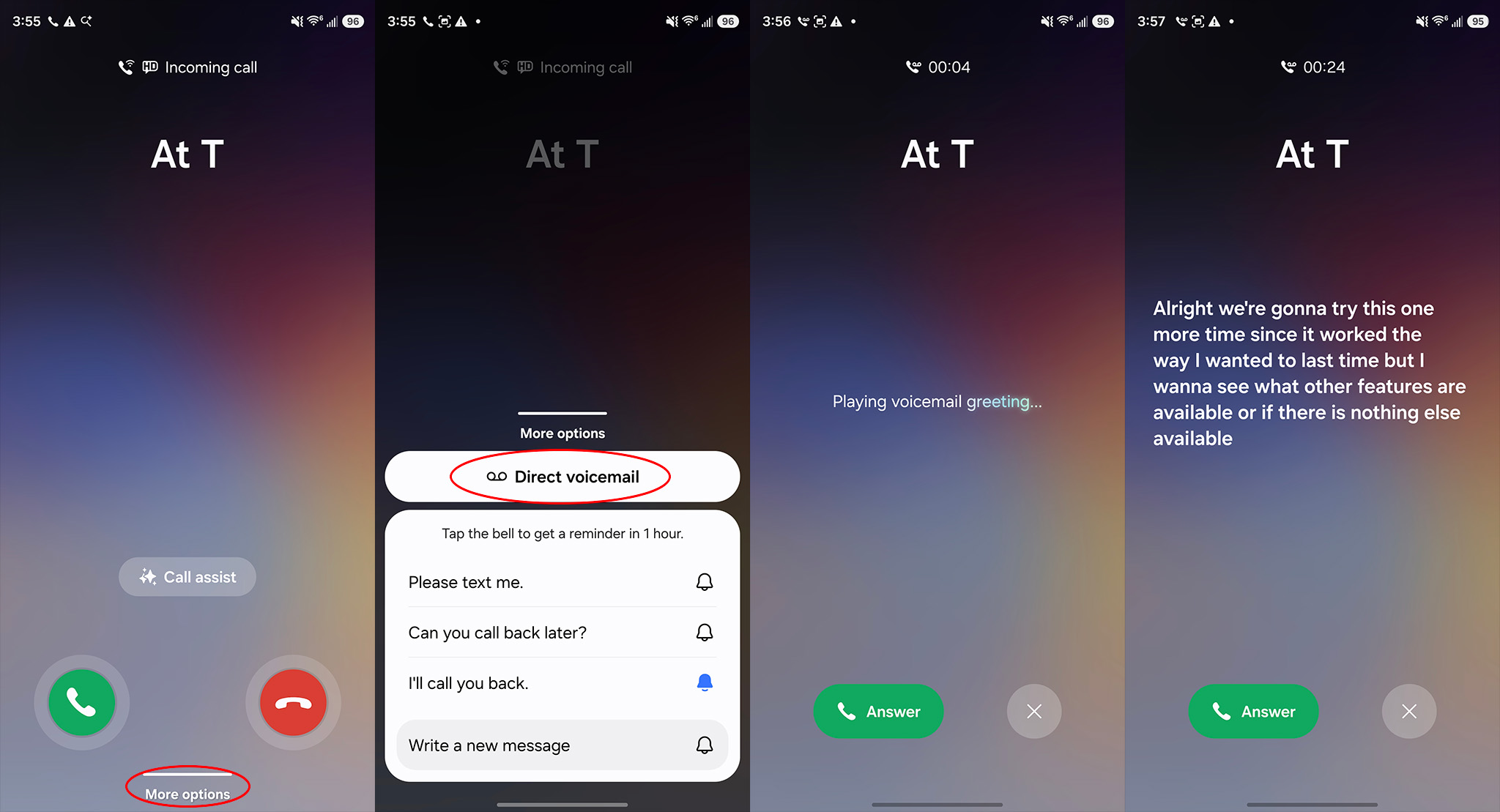 Sending a call to Direct Voicemail in Samsung One UI 8.5