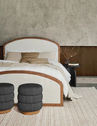 A bed and headboard