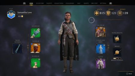 Hogwarts Legacy Gear slots - gear screen