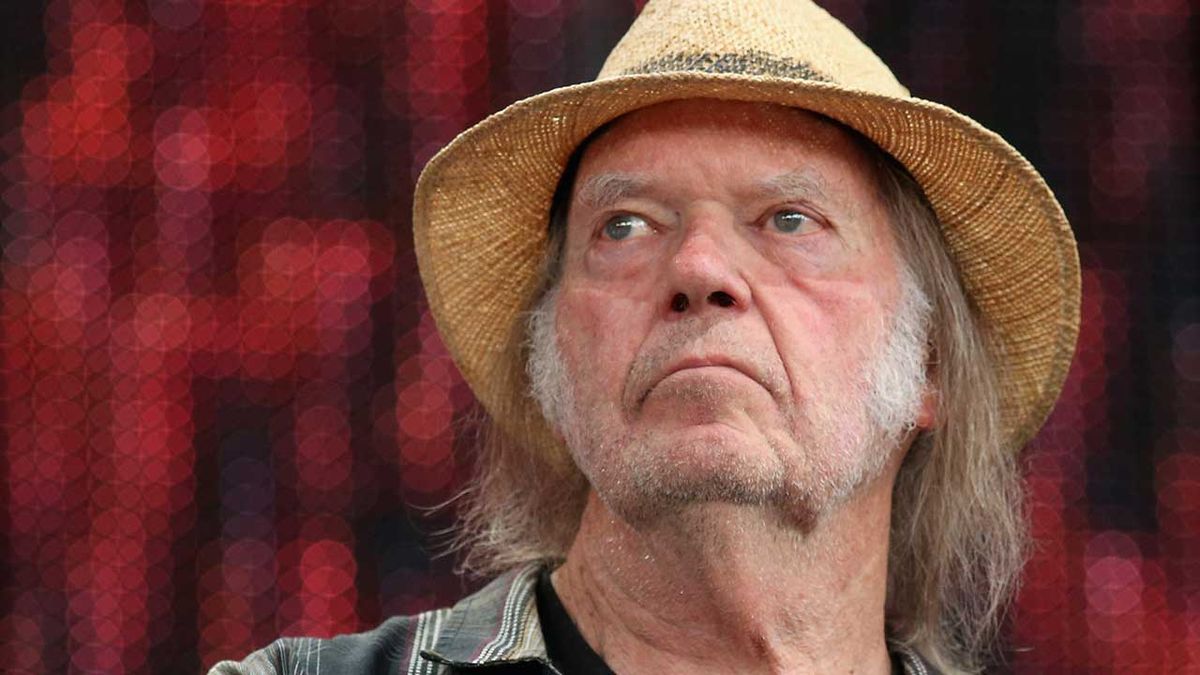 Neil Young onstage at Farm Aid in 2019 