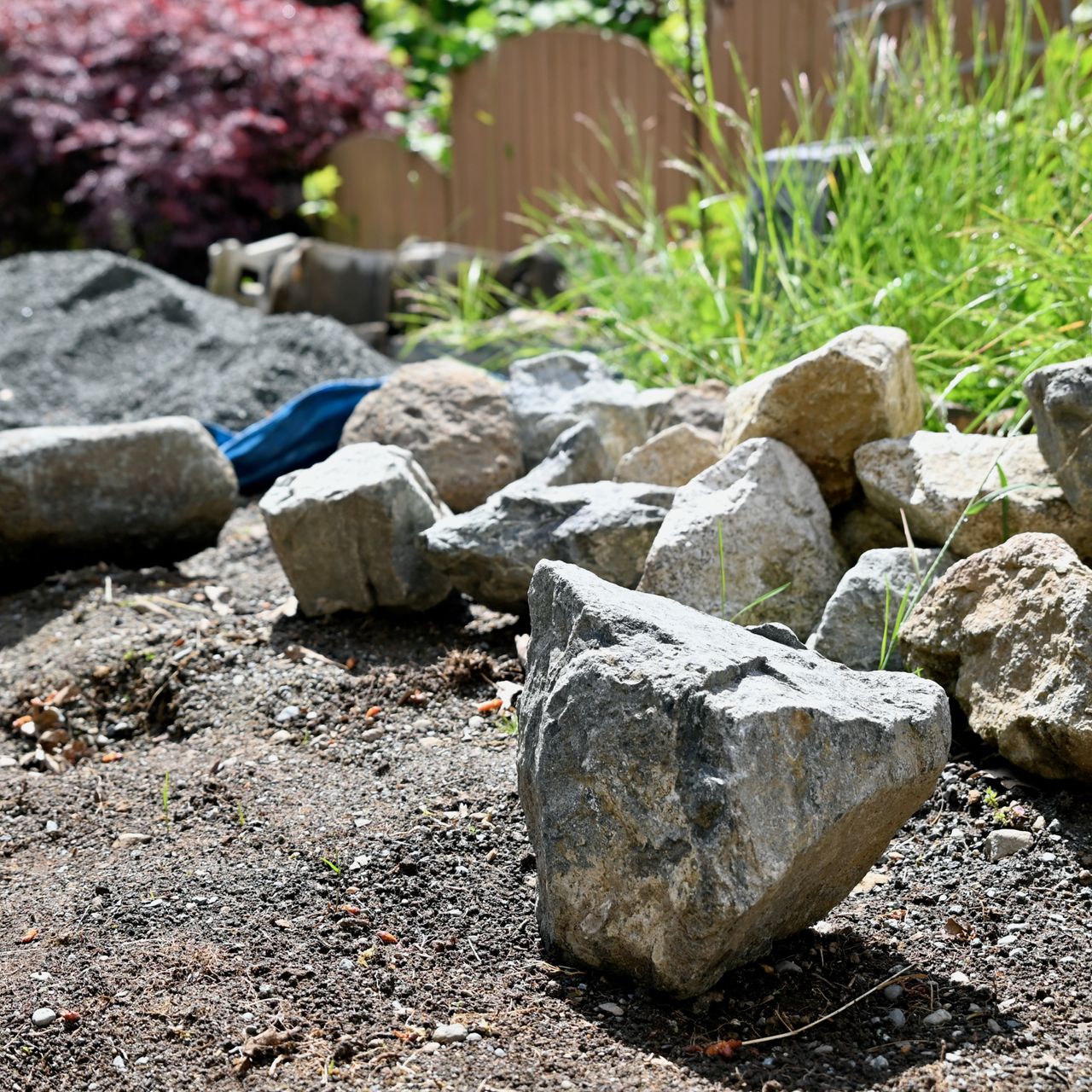 Stones for landscaping in yard 