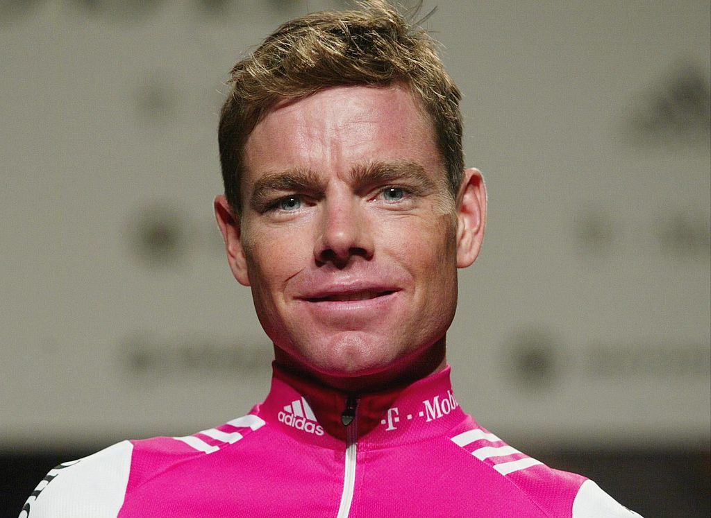 A fresh faced Cadel Evans at the T-Mobile team presentation in 2004