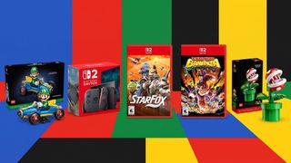 A selection of Nintendo Switch 2 games and Lego.