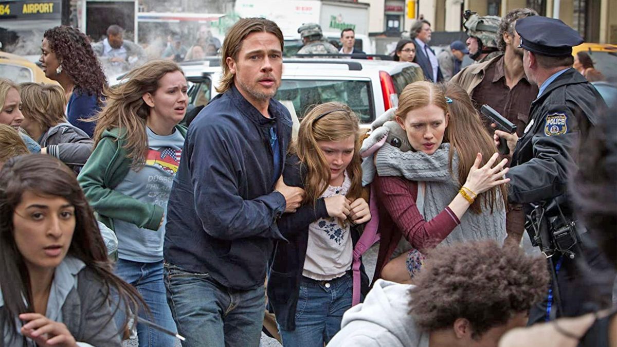 Brad Pitt and Mireille Enos in World War Z