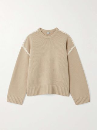 Oversized Embroidered Wool and Cashmere-Blend Sweater