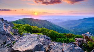 A sunset viewed from the summit of Hawksbill Mountain in Shenandoah National Park