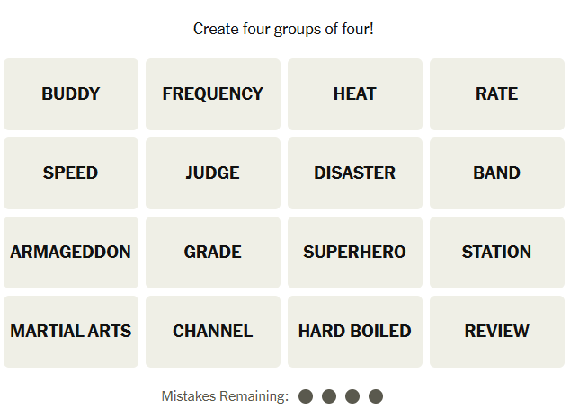 The New York Times Connections puzzle on November 14, 2025