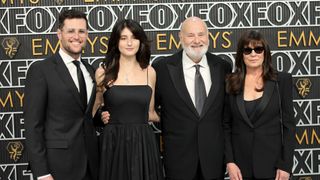 LOS ANGELES, CALIFORNIA - JANUARY 15: (L-R) Jake Reiner, Romy Reiner, Rob Reiner, and Michele Reiner attend the 75th Primetime Emmy Awards at Peacock Theater on January 15, 2024