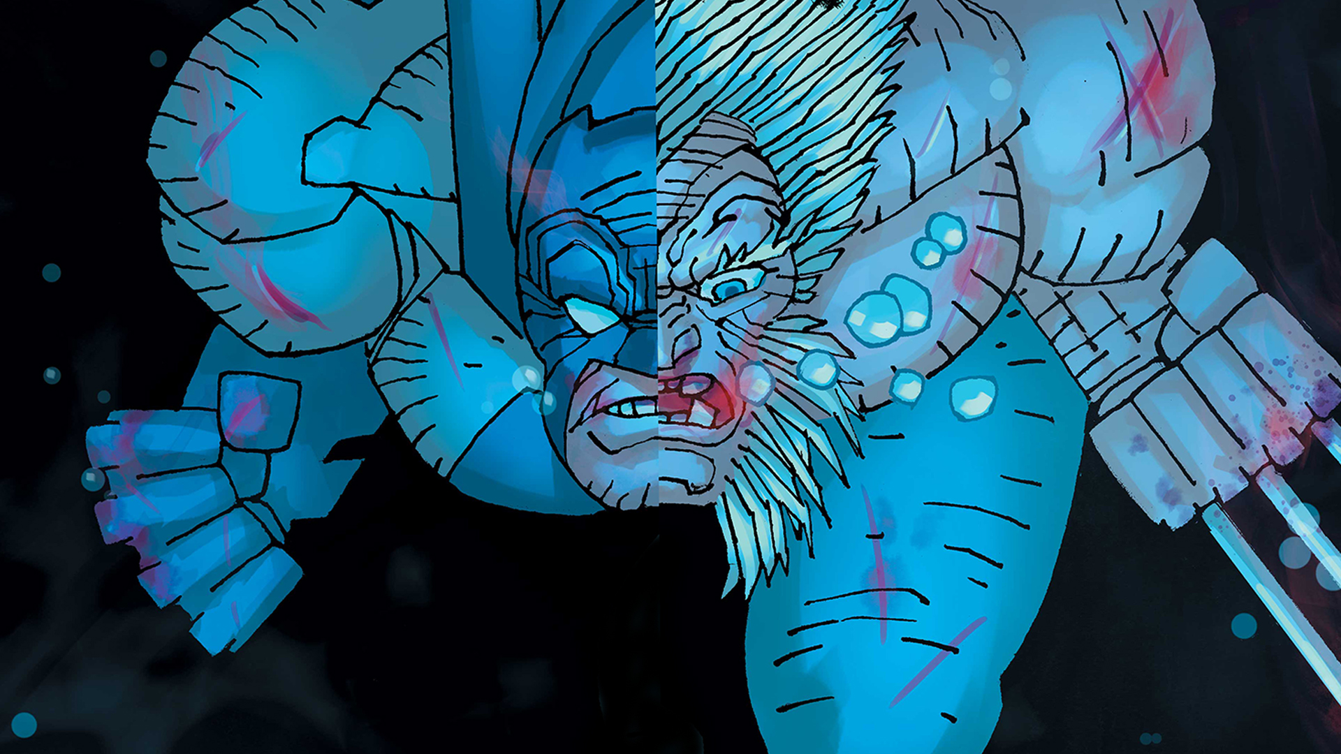 Frank Miller&#039;s variant cover for Deadpool/Batman #1 showing his Dark Knight Batman facing off with Old Man Logan Wolverine