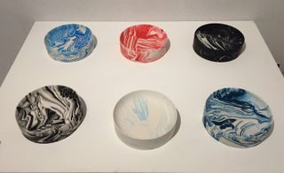 Coloured marble effect bowls