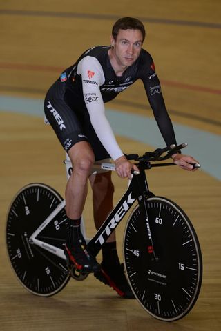 Jens Voigt shows off his XL Trek Speed Concept 9 Series