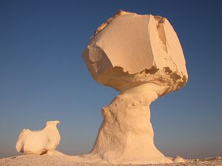 Limestone rock formation in the White Desert, western Egypt.