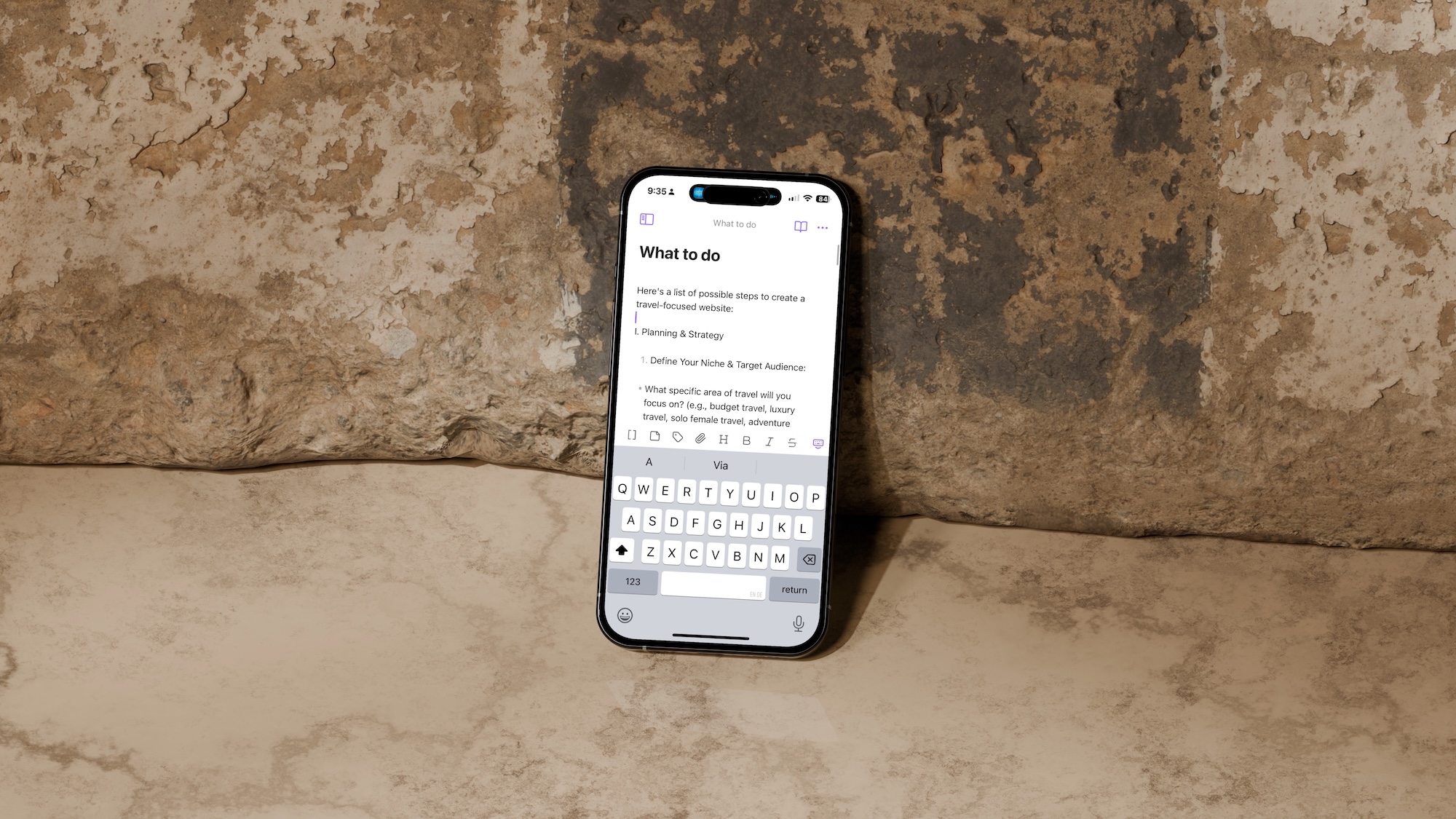 The Obsidian app on iPhone.