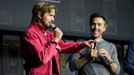 Ryan Gosling and Shawn Levy presenting Ghost Rider at San Diego Comic-Con