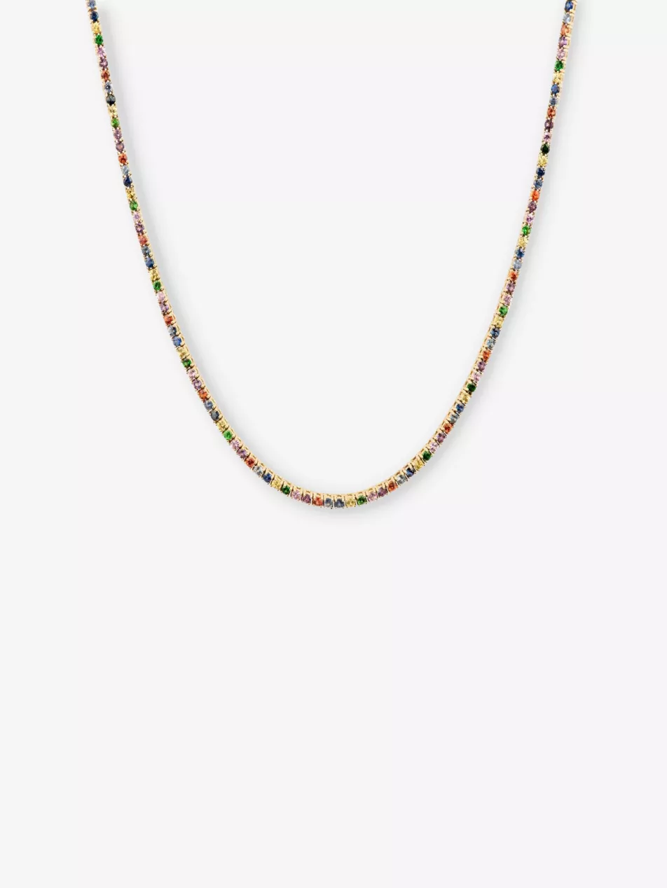 Rainbow Tennis 14ct Yellow-Gold and 13.2ct Sapphire Necklace