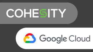 Cohesity and Google Cloud logos appearing on a dark gray background