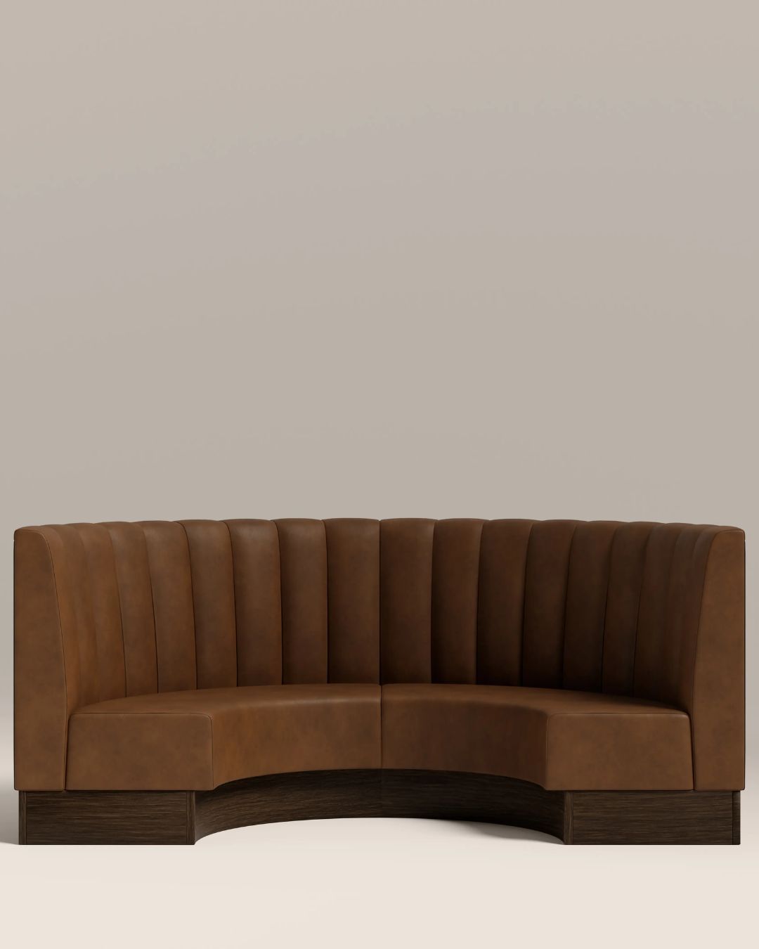 CULT Fluted Back Banquette Seating against beige background.