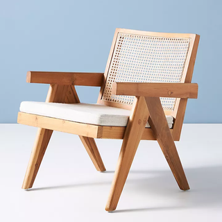 teak wood accent chair with caning