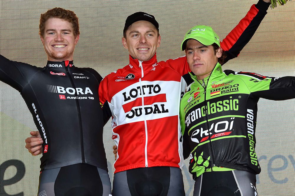 Scott Thwaites, Kris Boeckmans and Justin Jules on the podium.