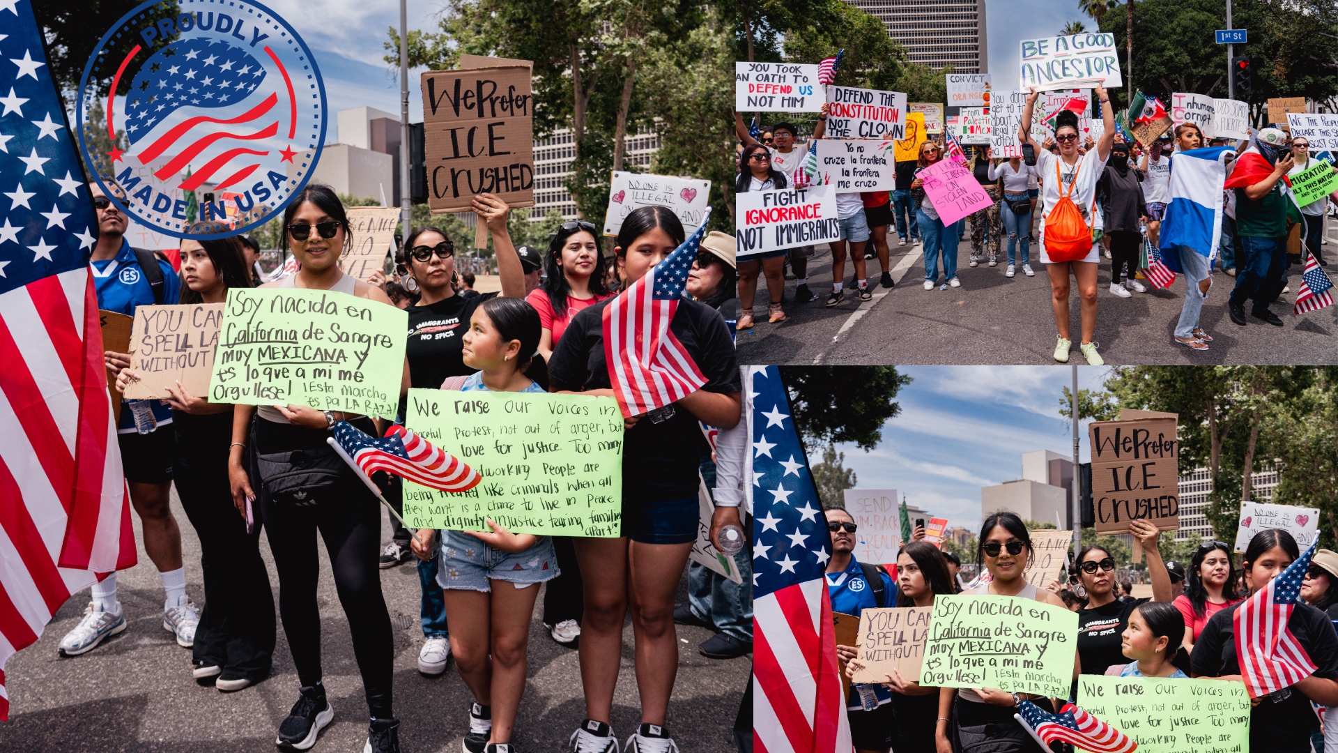Peaceful ICE protesters in Los Angeles, California.