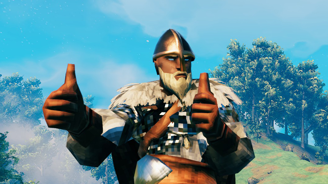 Valheim Viking giving thumbs up