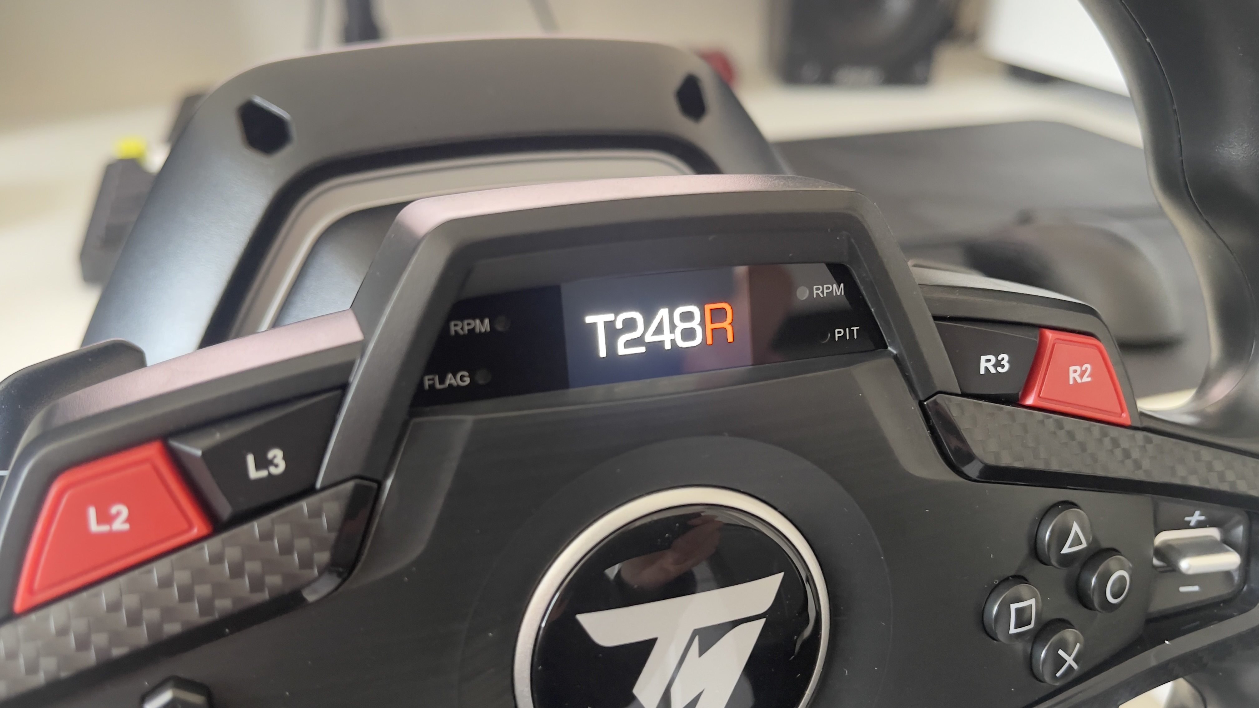 The Thrustmaster T248R set up.