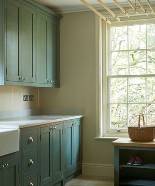 green shaker utility room